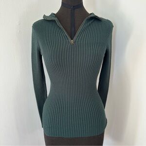 Rue21 green ribbed quarter zip henley sweater/turtleneck Size M